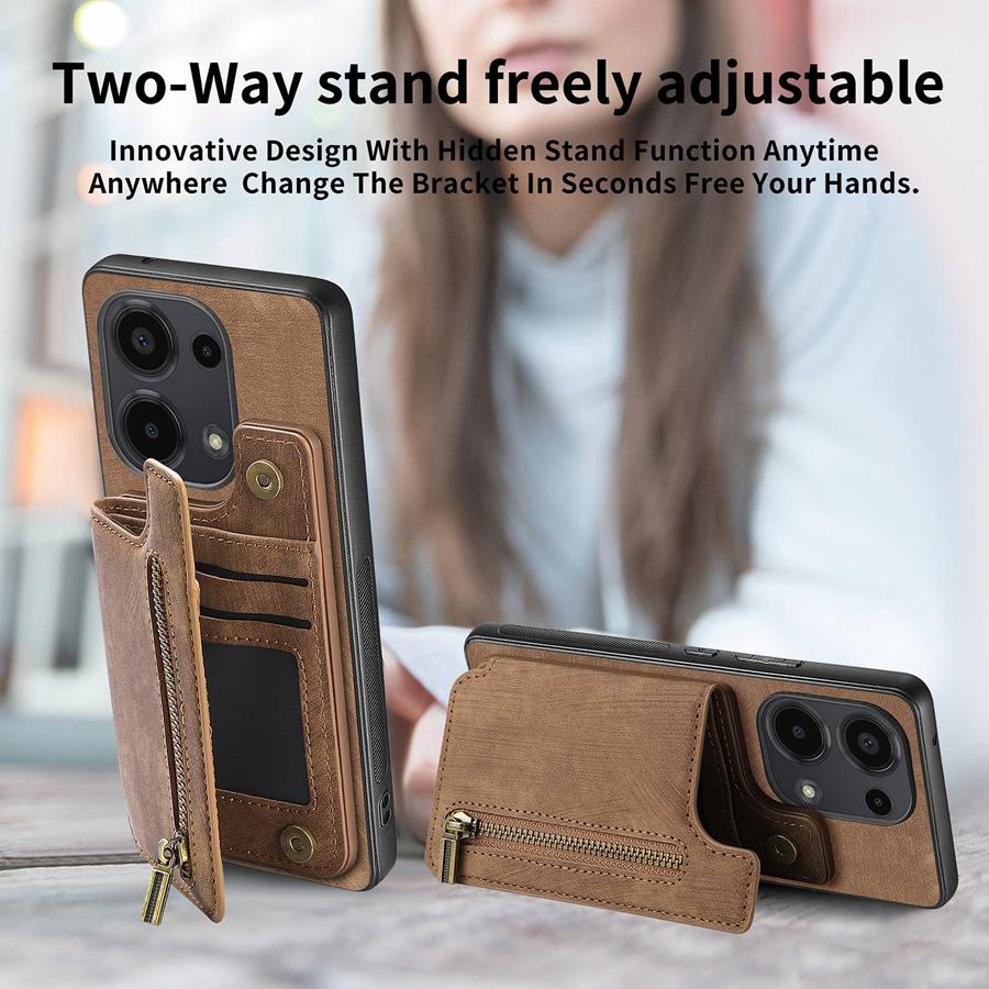 Чехол для телефона с держателем для карт на молнии, складным кошельком и фоторамкой для iPhone, Samsung, Xiaomi, Google, магнитный, совместимый с автомобильным креплением