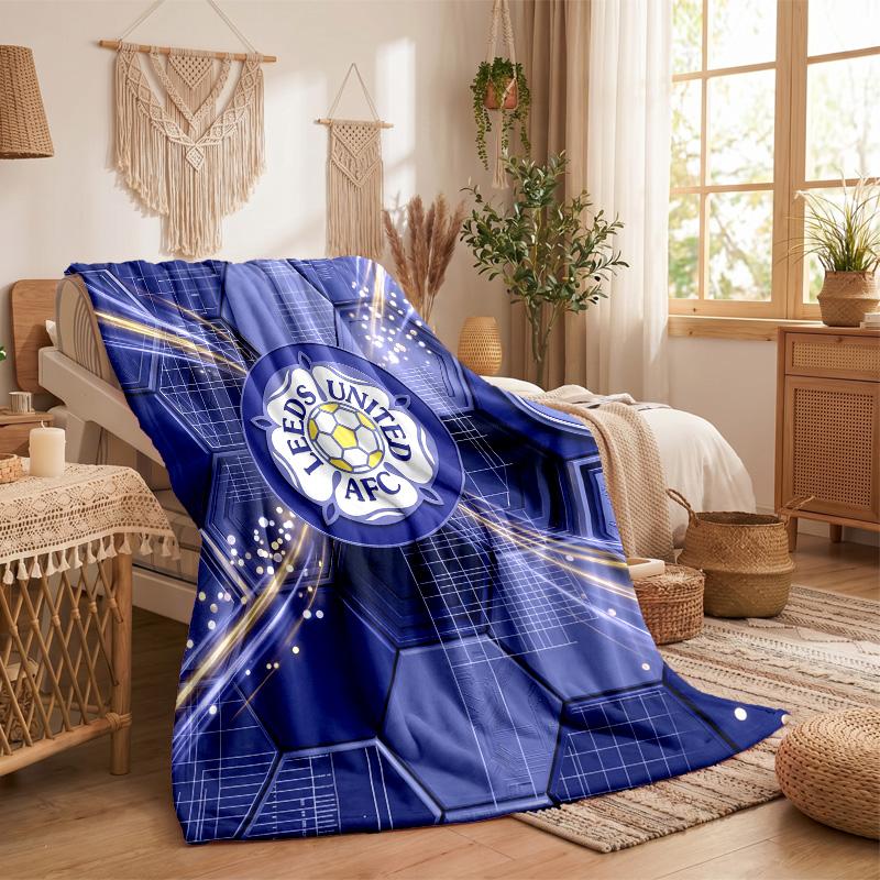 Leeds United Football Print Flannel Blanket Soft Warm Sofa Bed Throw Blanket For Home Office Bedroom