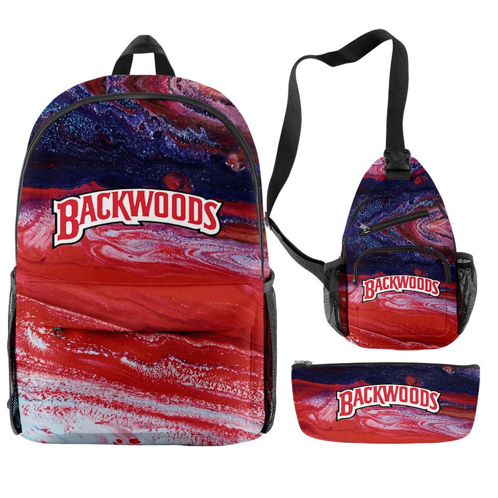 Backwoods Cigar 3D Цифровая Печать Модный Кампус Уличный Рюкзак Набор из Трех Предметов