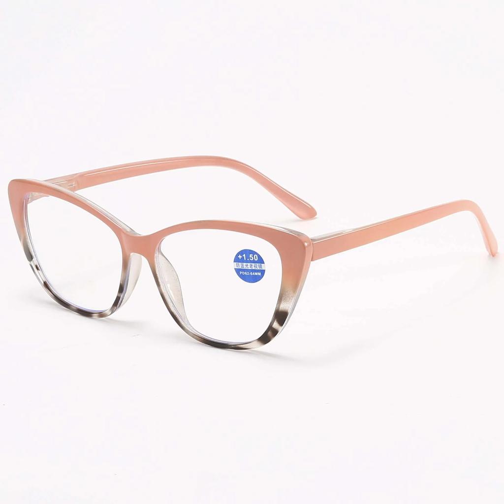 Унисекс Новая Мода Кошачий Глаз Большая Рамка Очки для Пресбиопии Женские Очки для Чтения HD с Пружинными Дужками и Защитой от Синего Света от 0 до +4.0