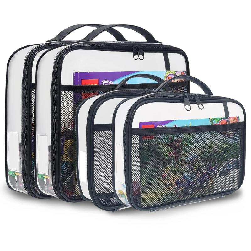 Large Capacity PVC Transparent Mesh Storage Bag Zipper Bag Waterproof Makeup Storage Bag Portable Toy Organizer Packaging Bag