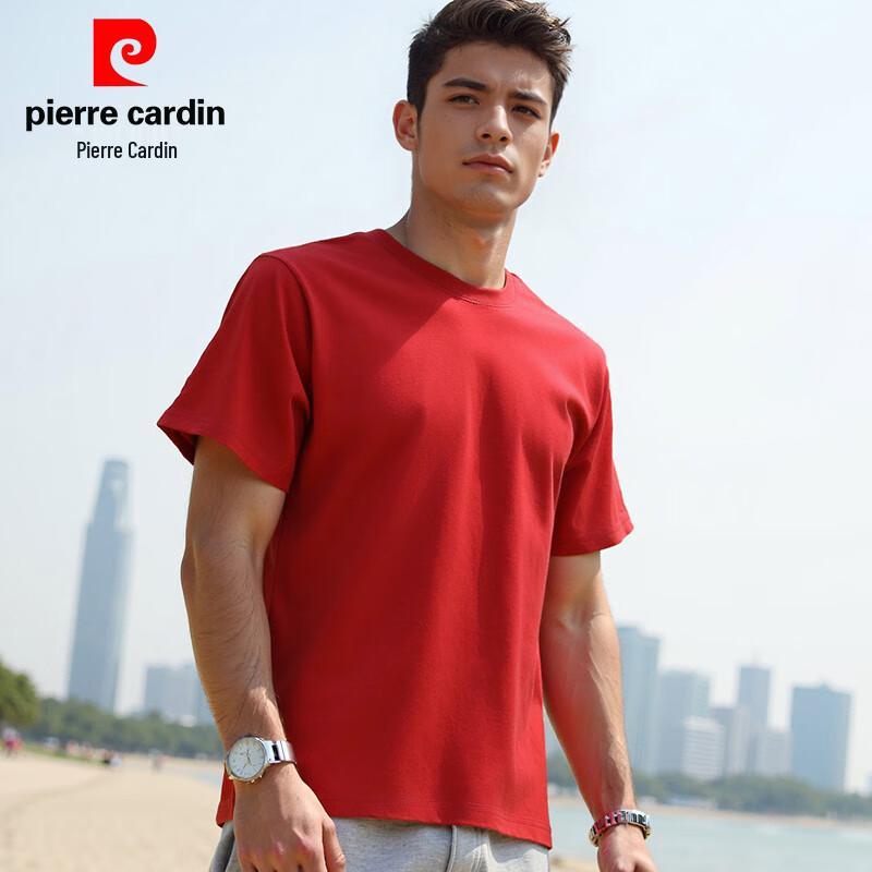 Pierre Cardin Мужская однотонная футболка с коротким рукавом и круглым вырезом, 100% хлопок