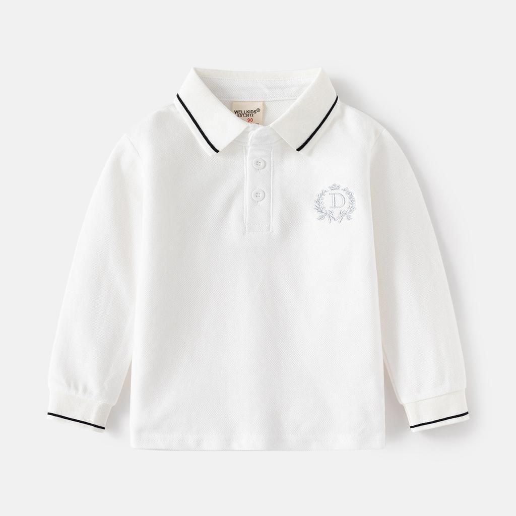 Детская модная рубашка поло, осенняя однотонная повседневная рубашка с лацканами для мальчиков