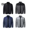 Осень-зима мужская куртка трикотажная пэчворк застежка-молния воротник стойка кардиган длинные рукава средней длины приталенный крой термопальто