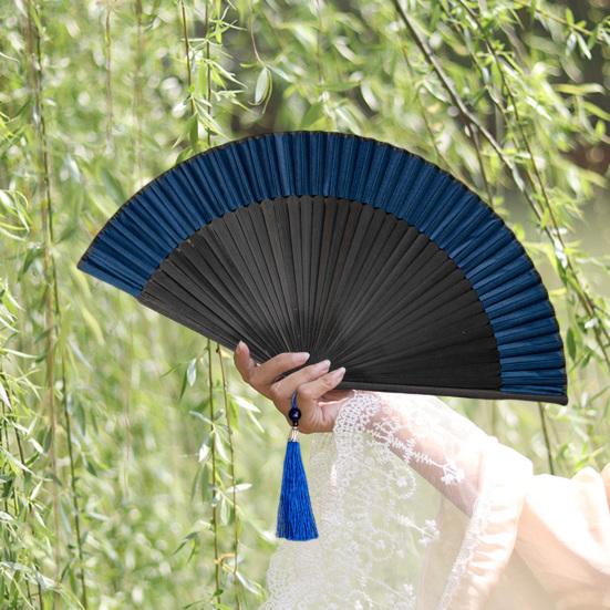 Бамбуковый ручной складной вентилятор, китайский винтажный легкий вентилятор с изысканными кисточками для фестиваля танцевальной музыки, свадебной церкви
