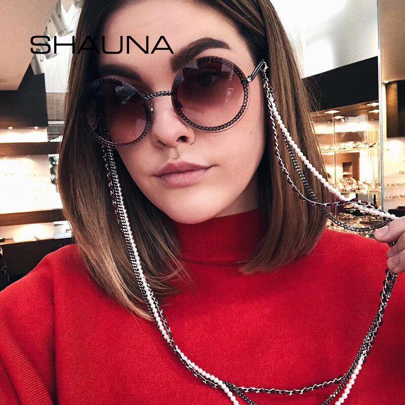 SHAUNA Модная 3-слойная цепочка для очков с венецианской жемчужиной металлическая цепочка для очков