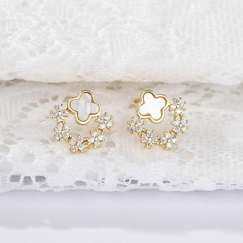 New Sweet Flowers Natural Shells Gentle Temperament Simple Earrings