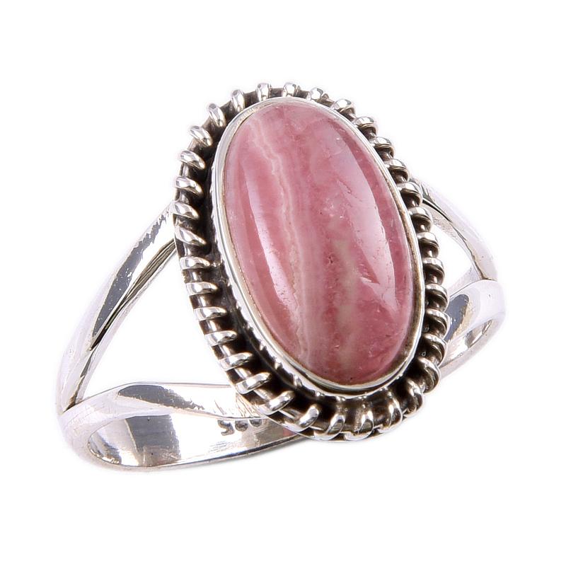 Natural Rhodochrosite Gemstone 925 Solid Sterling Silver Jewelry Ring S.8 F3f89