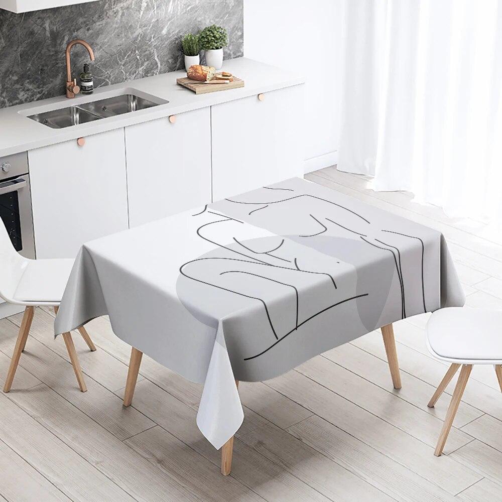 Простая линия скатерть для вечеринки, ресторана, банкета, украшение, анти-пятно, водонепроницаемый домашний стол