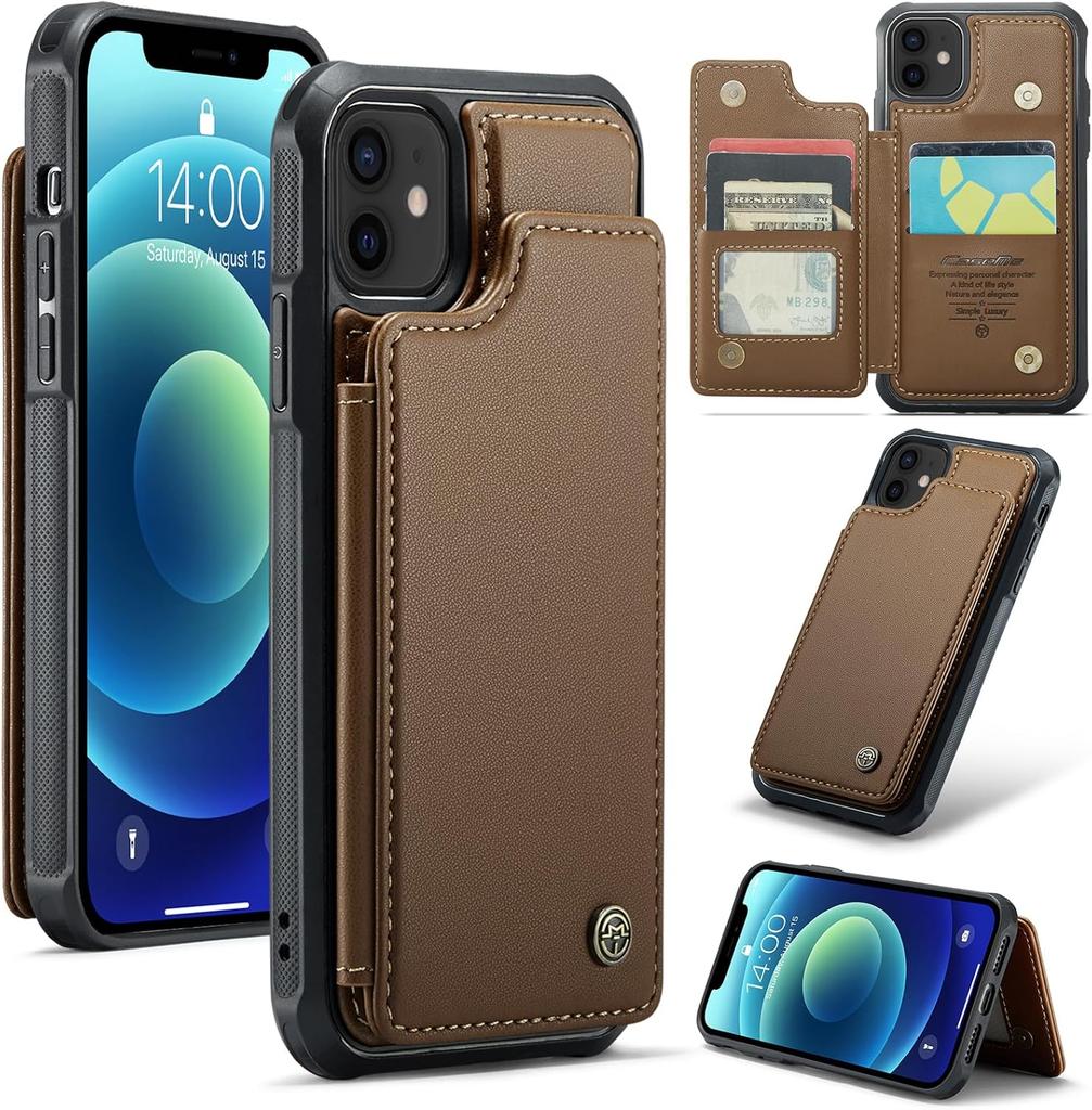 Защитный чехол-кошелек для iPhone с держателем для карт, RFID-экранированием, мужским и женским амортизирующим кожаным держателем, прочный защитный чехол для телефона