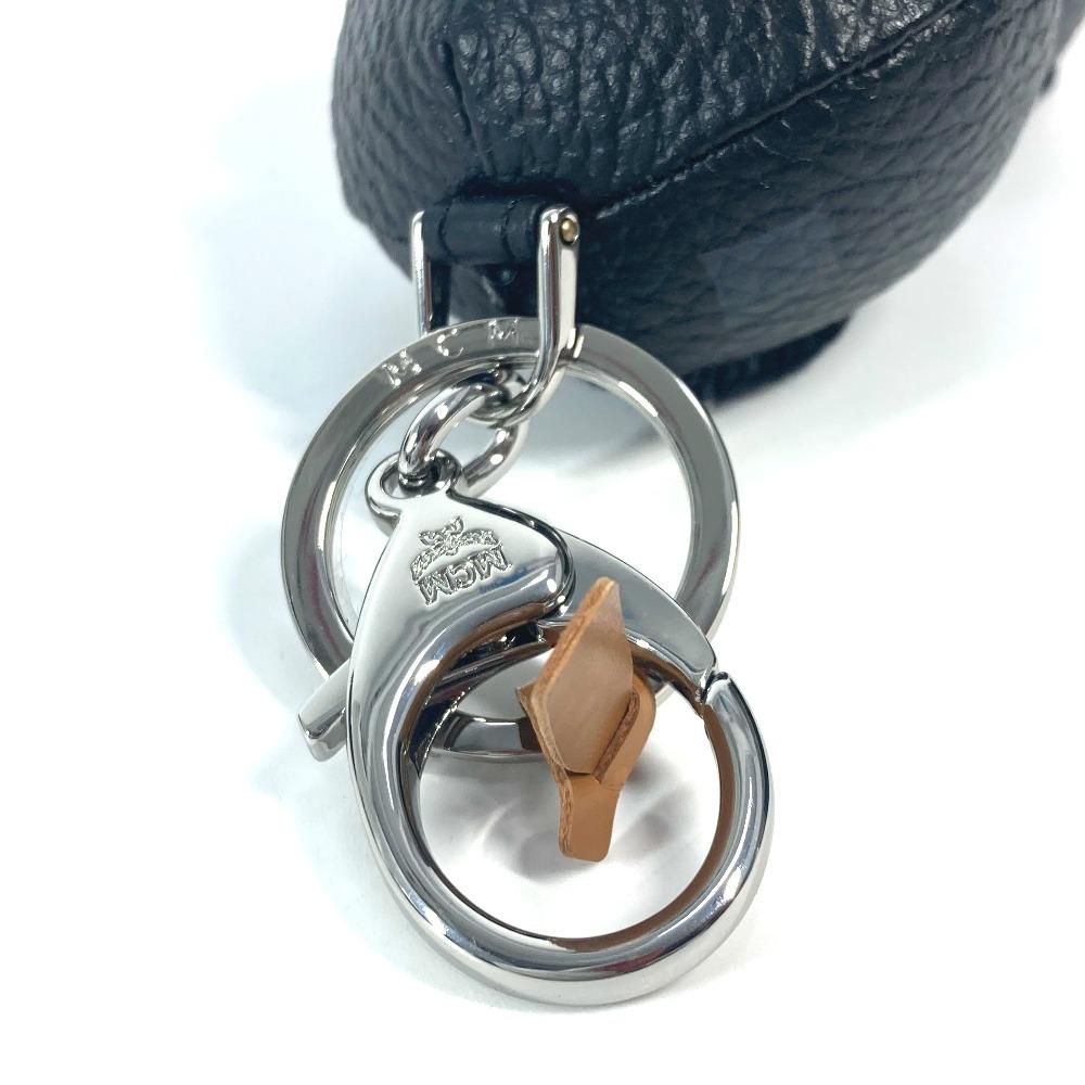 MCM A BATHING APE Milo Visetos Bag Charm Key Holder Leather Black