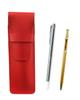 Slim Leather Pen Case In with a Metal Pointer and a Slim 60 Gold Ballpoint Pen Set Red, (ASR-701S-SV60KBP)