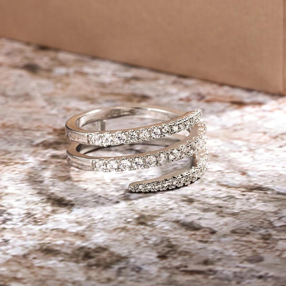 Huitan Fashion Surround Shaped Finger Rings for Women Блестящие кристаллы CZ Свадебные кольца для свадебной вечеринки Ювелирные изделия оптом Распродажа