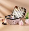 2024 Large Capacity Portable Waterproof PU Travel for Toiletry Bag with Double-Layer Geometric Pattern Makeup Storage Bag