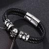 Punk Skull Stainless Steel Bracelets Bangles Of Men Leather Bracelets Men Jewelry New Arrival Male Wrist Band Gift