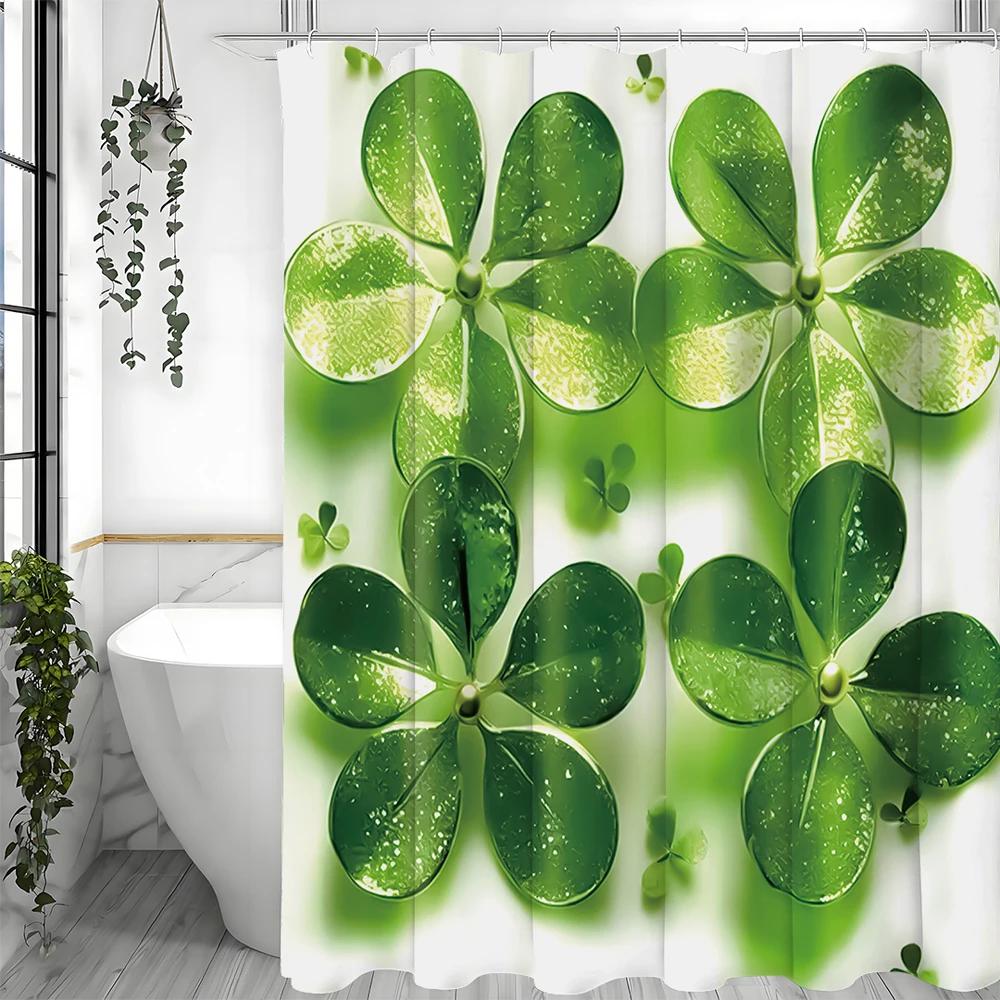 Занавеска для душа Lucky Five Leaf Leaf, Декоративная занавеска для душа для ванной комнаты, Водонепроницаемая занавеска для душа с крючками