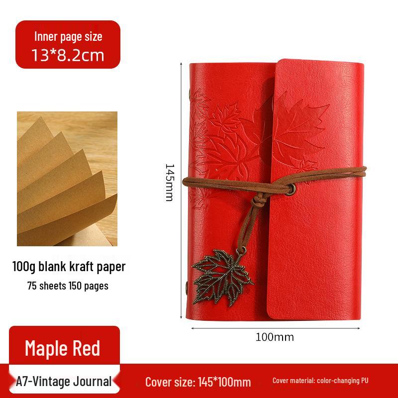 Ретро блокнот на кольцах «Кленовый лист» с настраиваемым логотипом и обложкой с эффектом «кожи»