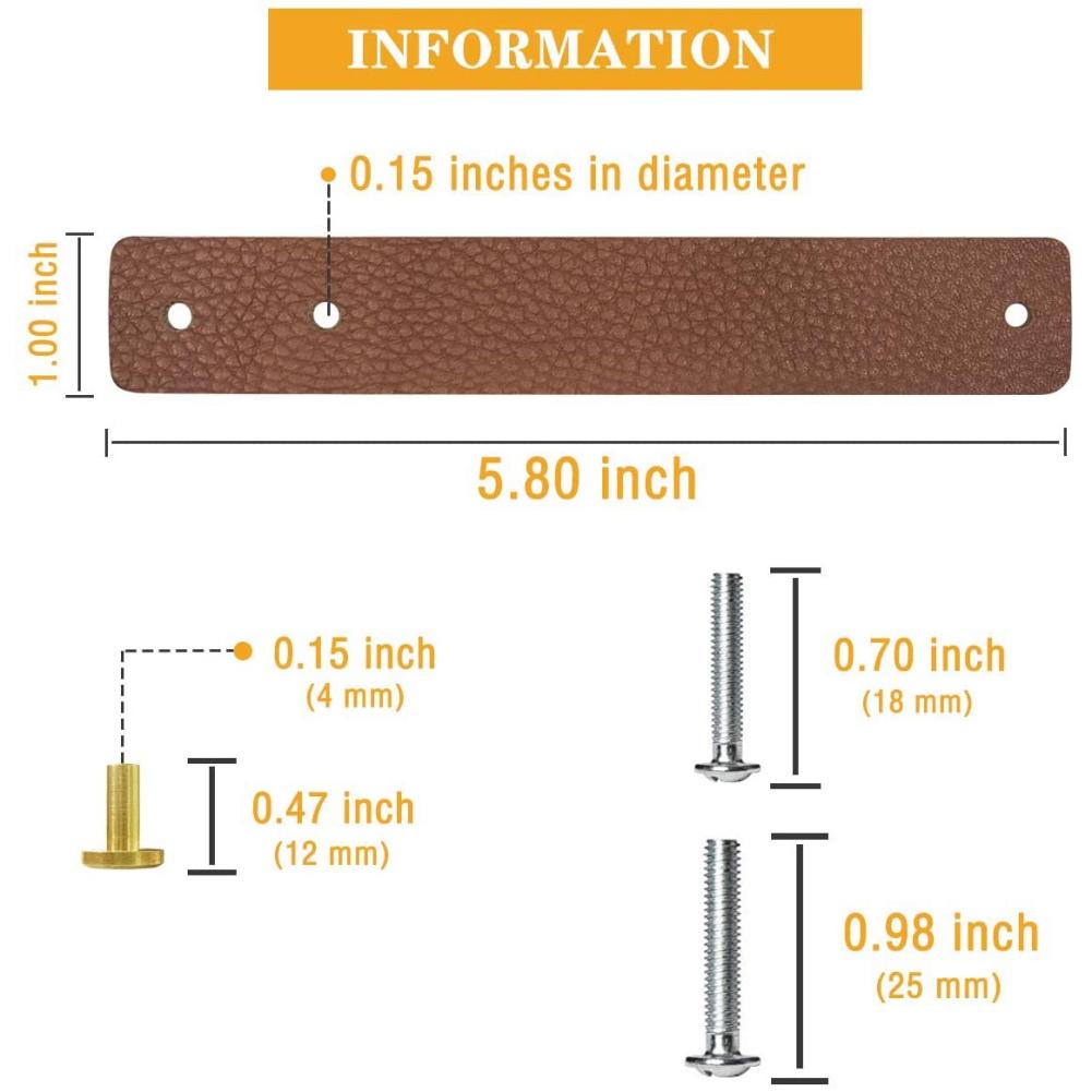 12pcs Genuine Leather Drawer Pulls Sturdy Heavy Duty Leather Handles