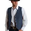Мужской замшевый однобортный жилет Slim Fit Casual Western Denim Жилет 5 Пуговиц Модная Классическая Одежда