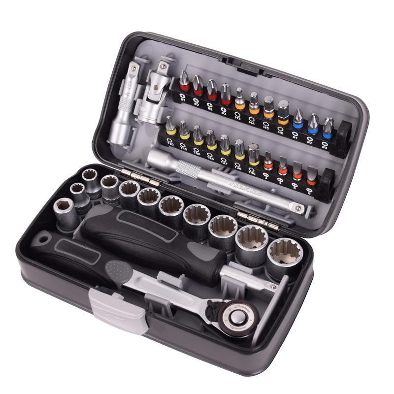 Промышленный класс, 38 шт., мини-трещоточный ключ, торцевой бит, комбинированный набор аппаратных инструментов