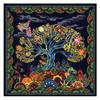 POBING Silk Scarf Women Large Shawls Money Tree Print Stoles Square Bandana Luxury Kerchief Hijab Female Foulards 130CM