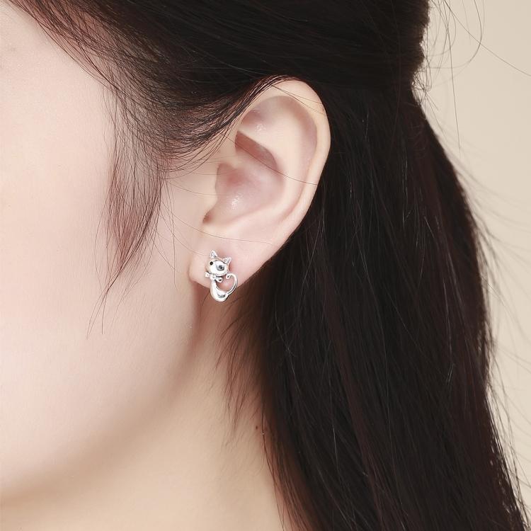 Cat Earrings S925 Sterling Silver Simple Personality Earrings Ladies Earrings