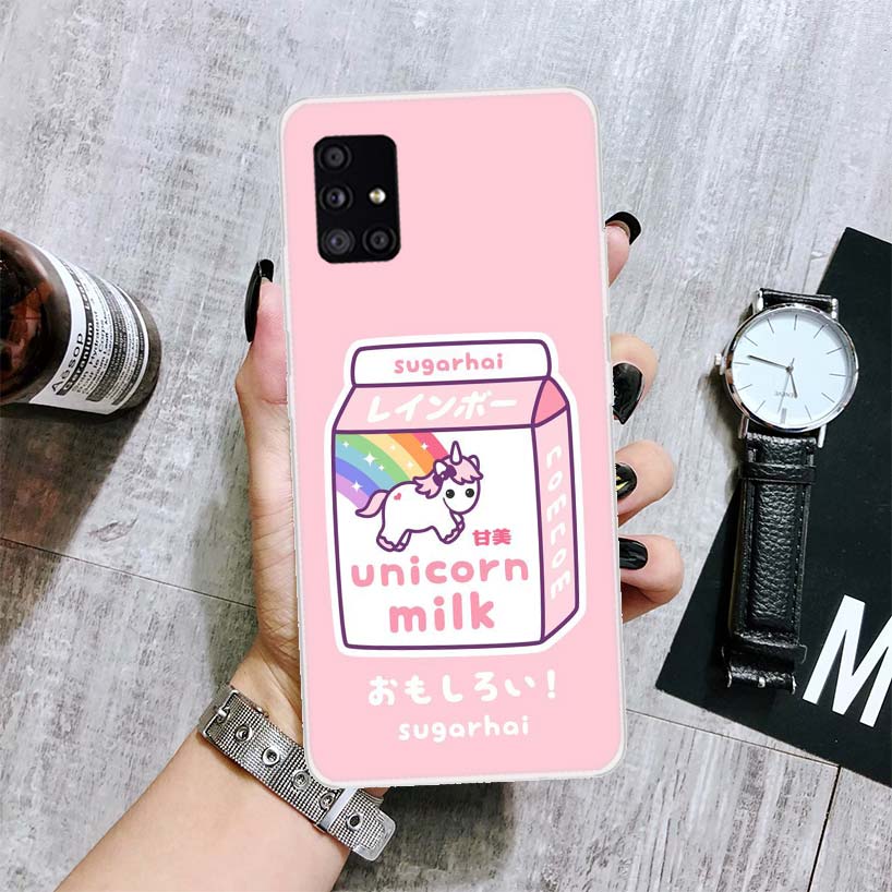 Милый Японский Молочный Клубничный Коробка Чехол Для Телефона Для Samsung Galaxy A14 A15 A13 A12 A54 A55 A53 A52 A04S A24 A25 A23 A22 A34 A35 A