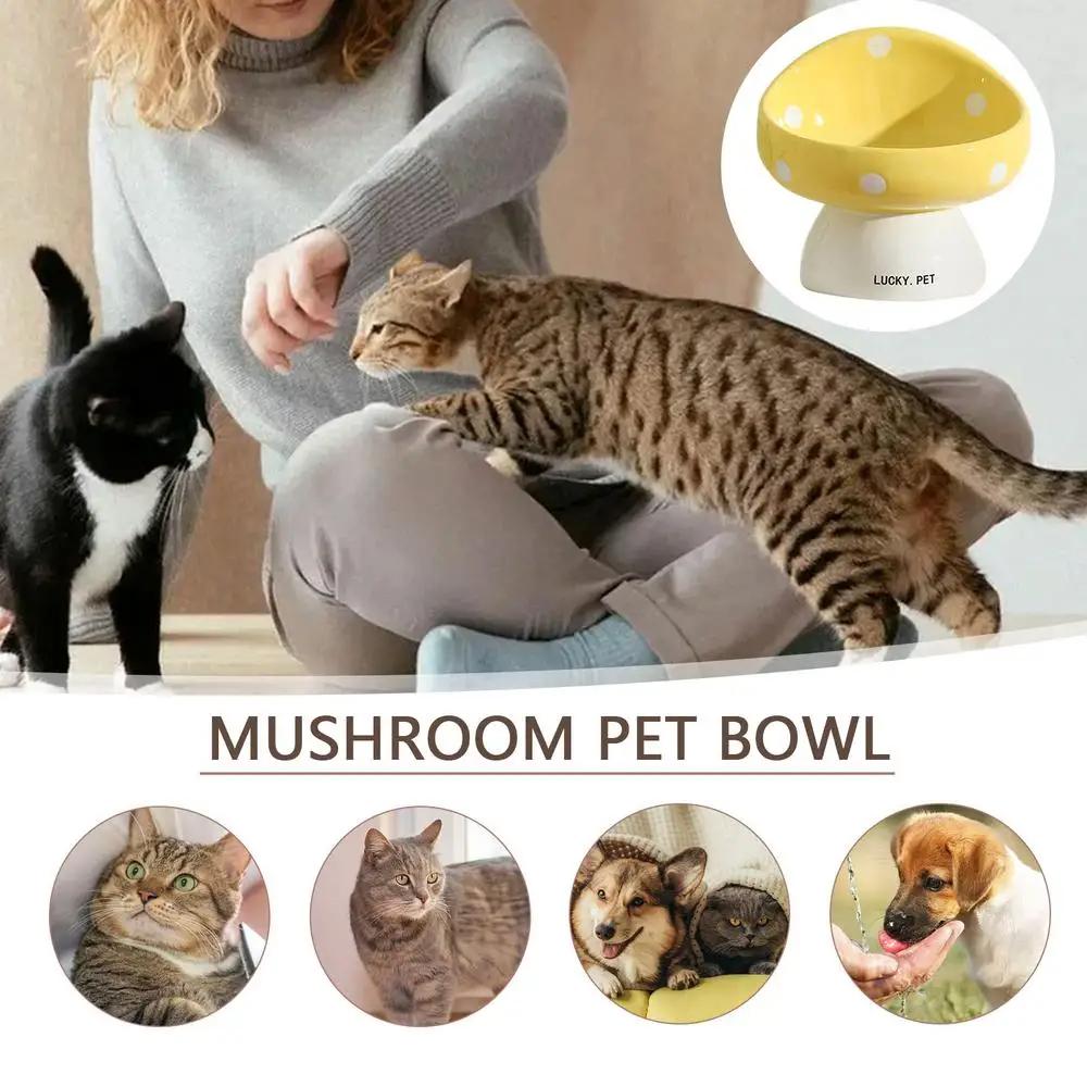 Керамические кормушки для собак и щенков в форме гриба, корм для собак и щенков, миски для кошек, наполненные водой, товары для животных