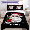 3pcs Custom Name Christmas Santa Claus Bedding Set Duvet Cover Closure Includes 1 Duvet Cover & 2 Pillowcases, Soft and Comfortable for All Seasons.