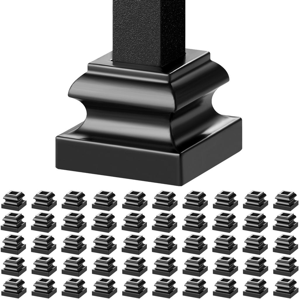 Aluminum Alloy Baluster Shoes Stair Flat Shoe with Screw Holes for 1/2 Inch Square Scroll Basket Twist Knuckle Staircase Balusters Metal Spindle
