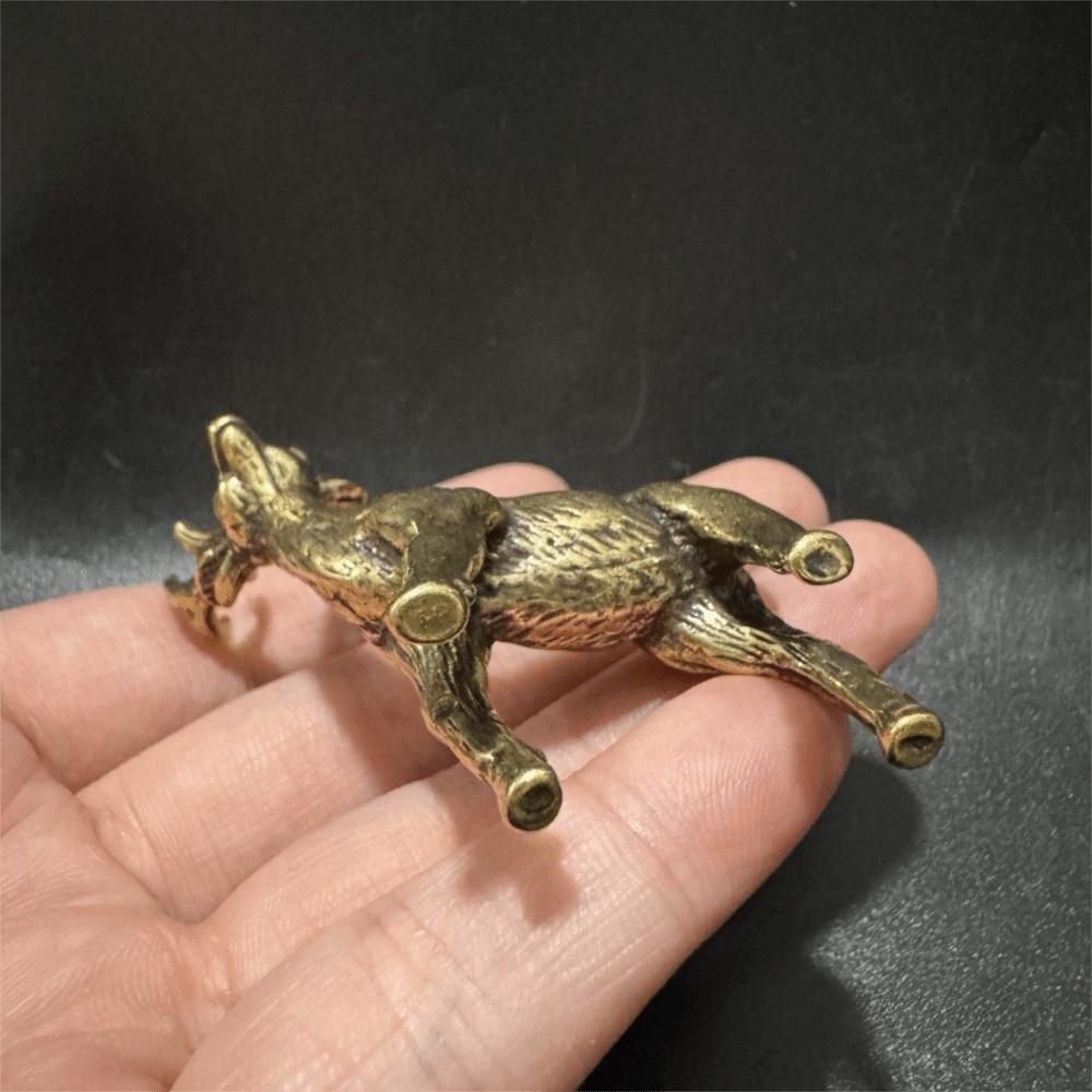 Brass Deer Figurine Decoration Three-Dimensional Miniature Elk Ornament Christmas Gift