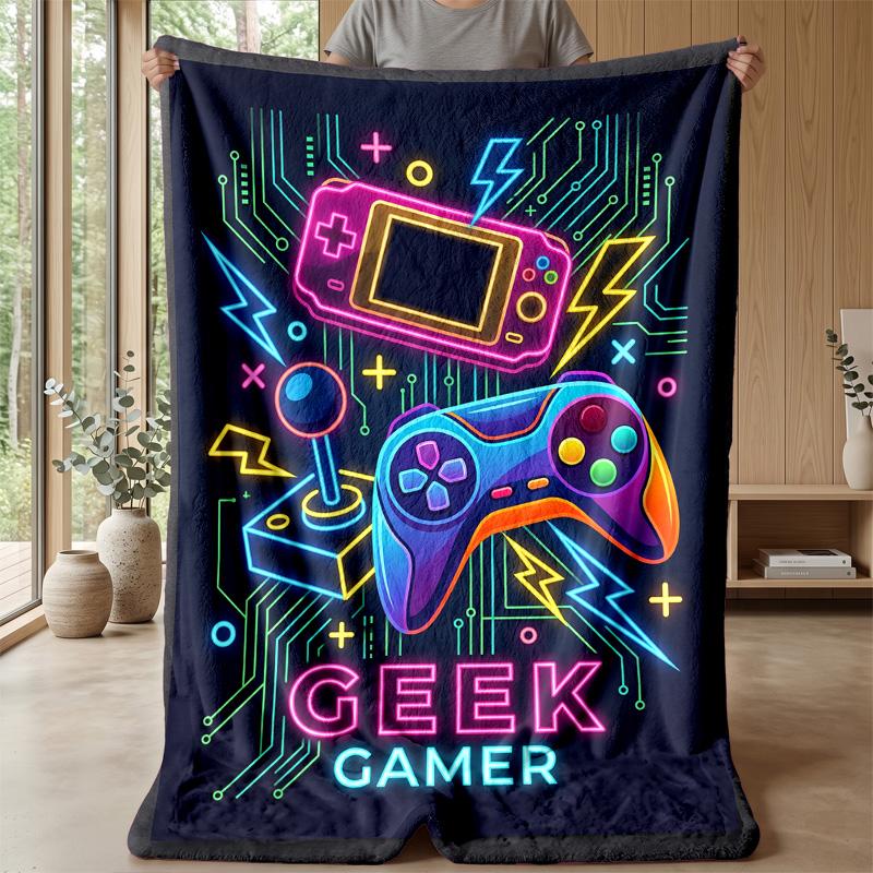Neon Gaming Gear Theme blanket Lightweight Warm Flannel Blanket Decorative Throw Blanket for Home Decoration