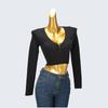 Export Single Sexy European and American Spring Autumn Short High Waist Crop Top Pullover Stretch Long Sleeve Bottoming Shirt Easiest for Match Women