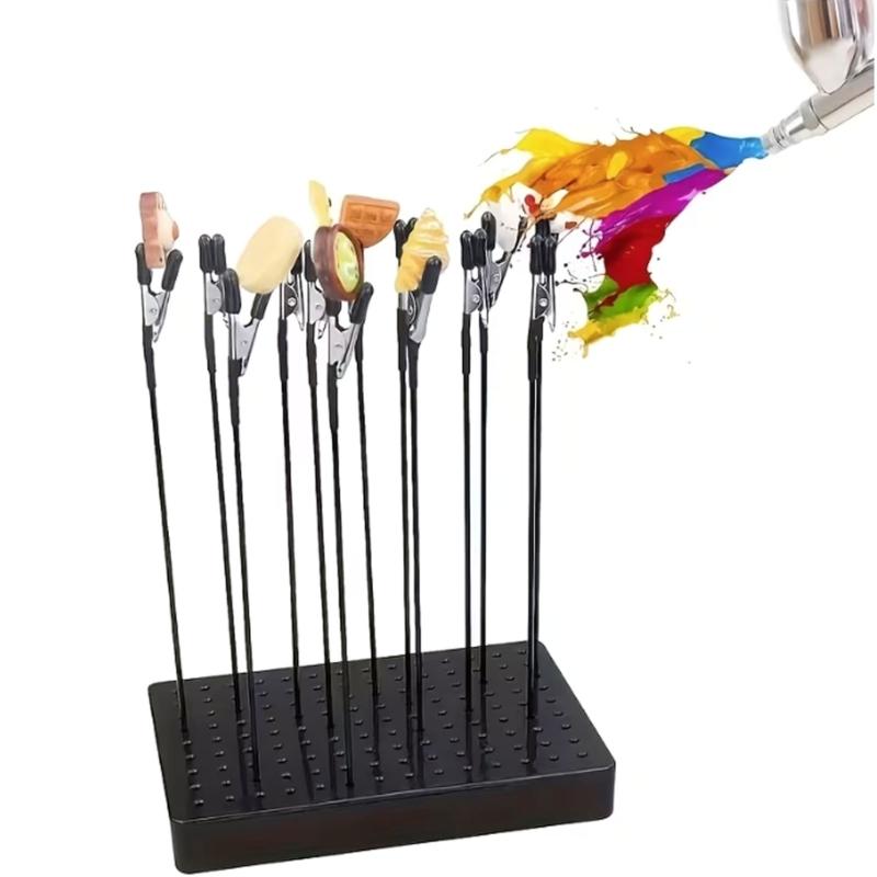 ABS Stainless Steel Figure Painting Support With Brush Set Secure Drying Platform For Miniature Models And Crafts