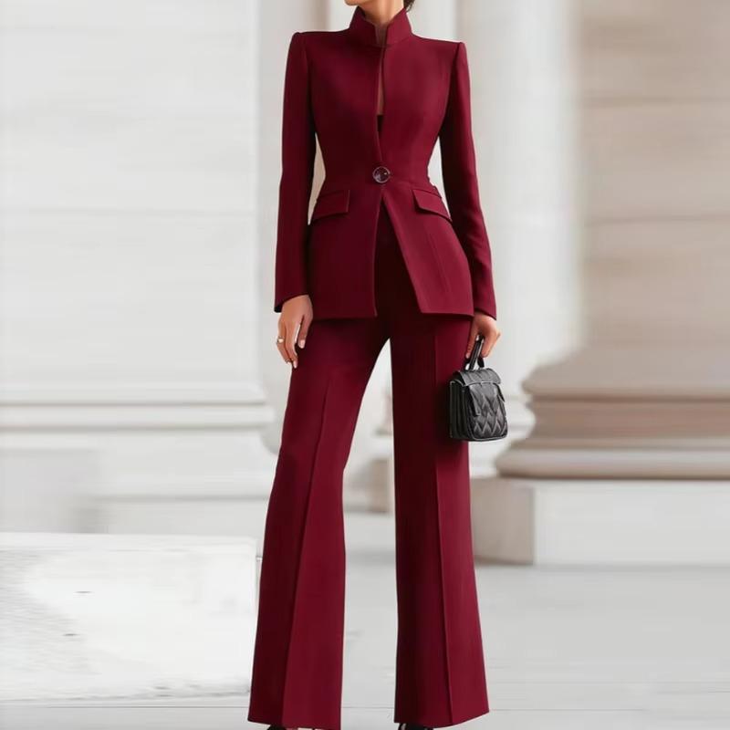 VAYLA Elegant Long Sleeved Blazer+Pants Suit Autumn Simple Solid Color Commuting Outfit Women's Temperament Slim Fit Professional Set