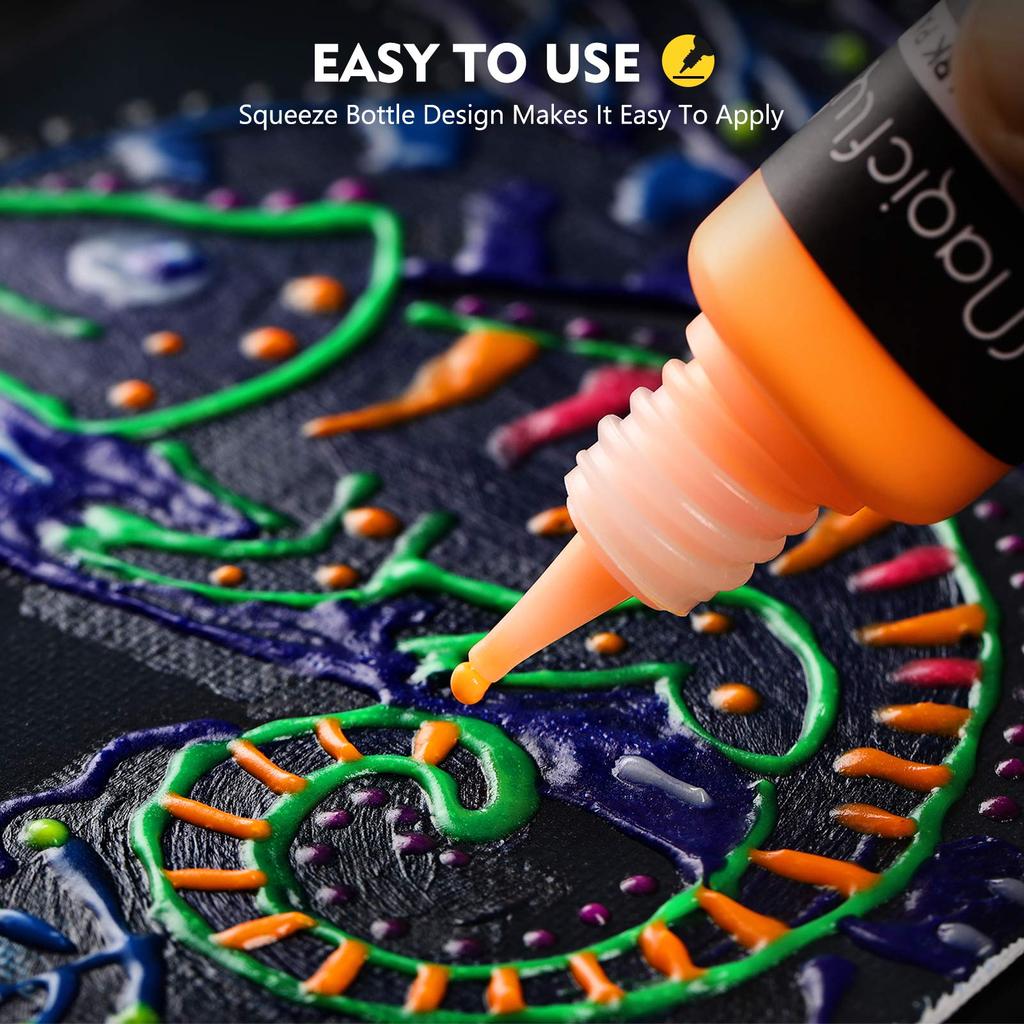 Magicfly Acrylic Glow In the Acrylic 10 Color Acrylic Can Be Painted On Quick Coloring Art Paint, Dark, Pigment, Luminous, Set, Color, 20ml,