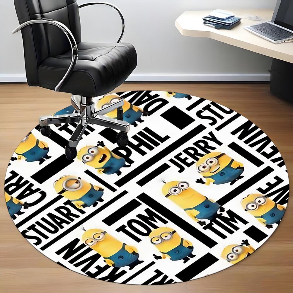 1PC Minions Characters Office Round Area Rug, Indoor Mat Suitable For Office, Under Office Chairs Bedroom Living Room Home Decor, Room Deco1101