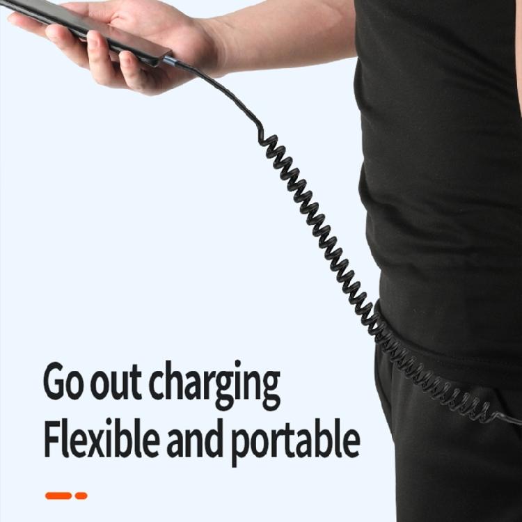 Спиральный USB C - USB C кабель, гибкая длина, PD60W, быстрая зарядка, передача данных для телефонов, планшетов, шнур питания, линия данных