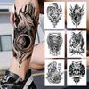 Black Wolf Demon Temporary Tattoos For Men Women Adult Kid Fake Owl Skeleton Tattoo Sticker Warrior Tiger Body Drawing Tatoo Leg