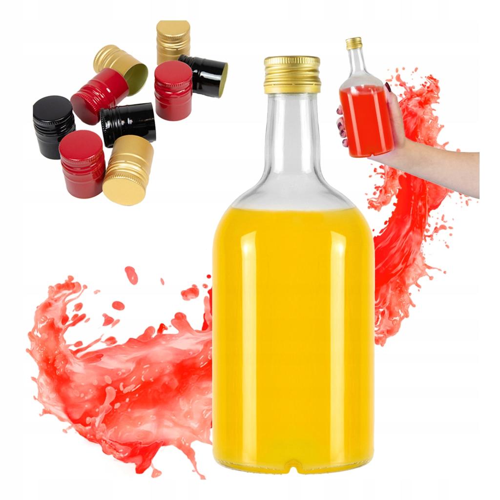 5X Butelka Szklana Blanka 500 Ml Elegancka Na Nalewki Wino Sok +Zakrętka