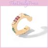 Elegant Alloy Geometric Ear Cuffs With Colorful Rhinestones For Trendy Women