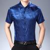 Summer New Jacquard Men's Short-sleeved Shirt for Men Middle-aged Dragon Pattern Half-sleeved Shirt for Men