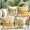 Sunshine-inspired pillow cover: bright sunflowers, smart butterflies and warm family words, sofa cushion cover