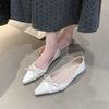Модная женская одинарная обувь Весна Новая квадратный носок неглубокий вырез бант-бабочка мягкая подошва противоскользящая износостойкая обувь на низком каблуке