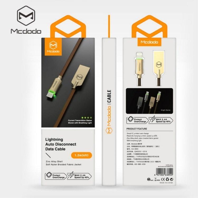 Автоматический светодиодный умный отключаемый кабель для зарядки данных Lightning USB для iPhone X 7 8