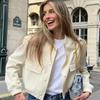 Woman Bomber Jacket White Autumn Winter Button Cropped Jackets for Women Fashion Long Sleeve Crop Outerwear