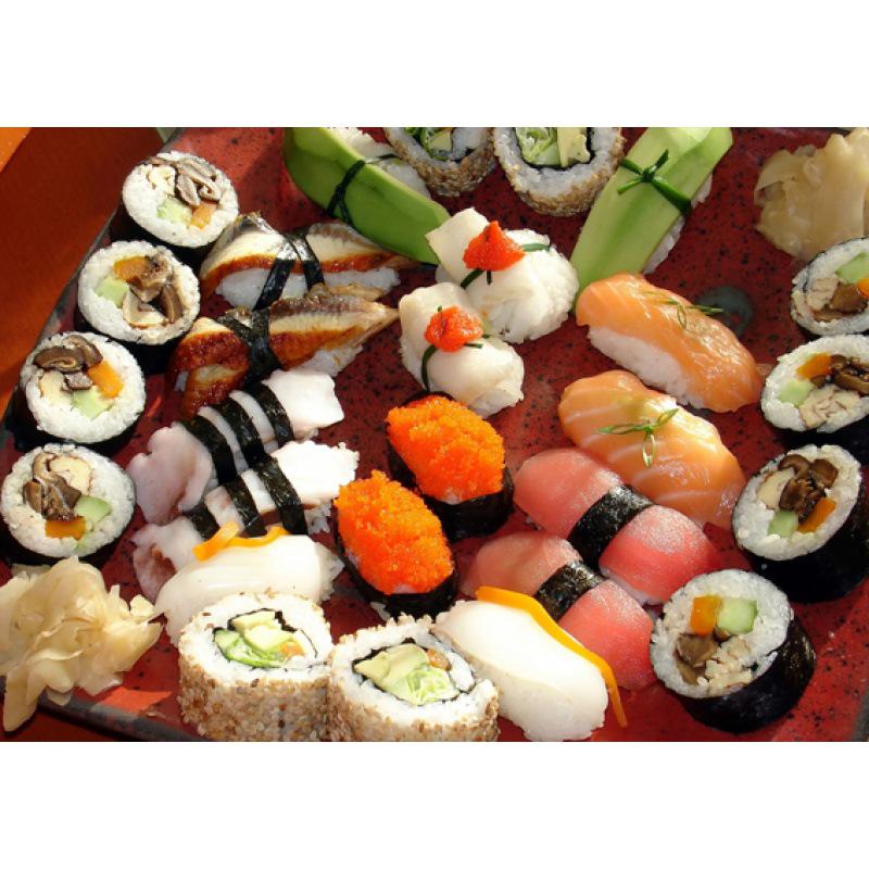 Вкусный суши-кейтеринг Декоративное настенное искусство: Настенная роспись в раме из крафт-бумаги
