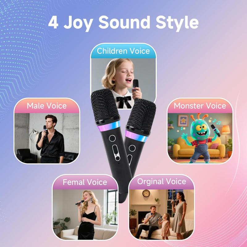 Karaoke Microphone,Dual Handheld Rechargeable Mic with 3.5mm Aux in and Out Receiver,Volume Control Karaoke Microphone for Singing, Speech, Home