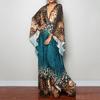 Платье-кафтан с принтом тай-дай, повседневное пляжное летнее макси-платье с накидкой, женская одежда