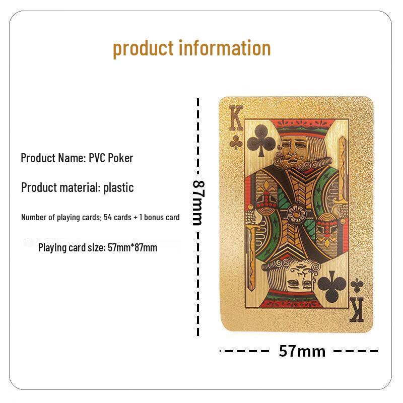 JINGRUIXIANG Waterproof PVC Golden Playing Cards